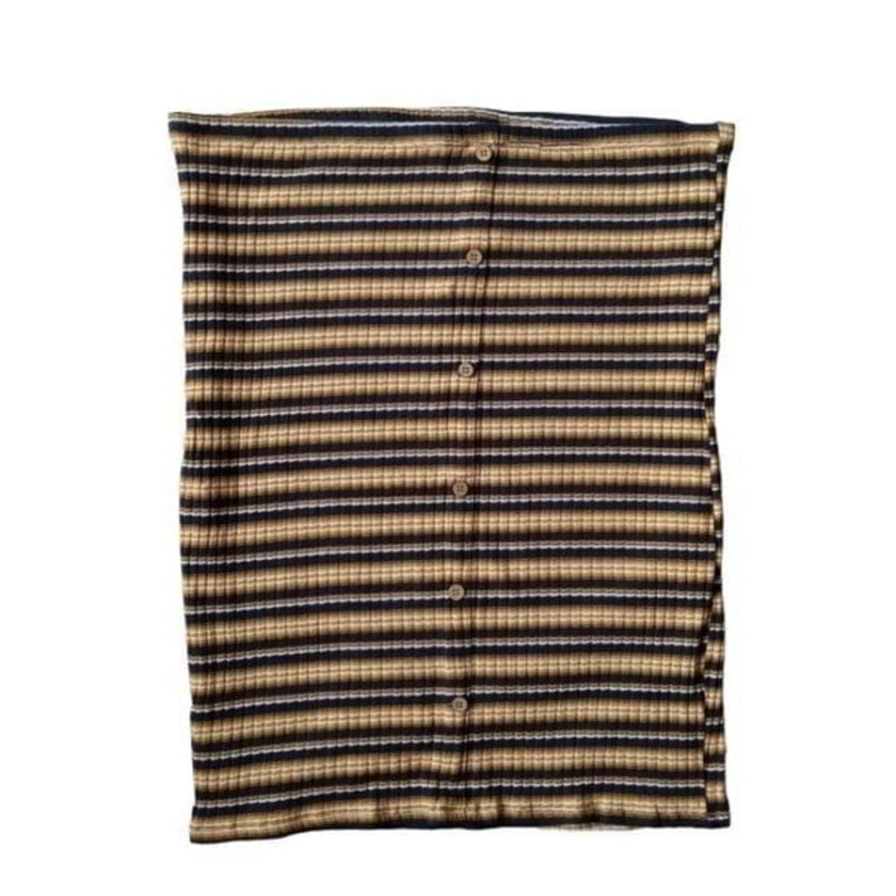 Rue21 Plus Size Yellow and Navy Striped Ribbed Tight Knit Fitted Pencil Skirt